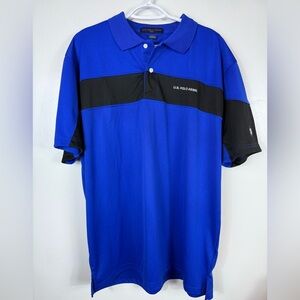 US Polo Assn Mens Golf Polo Shirt‎ XL Blue Black Logo Athletic Summer